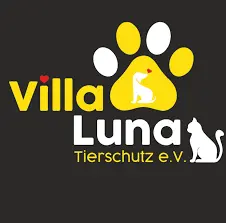 Logo von Villa Luna Tierschutz e.V. mit einem Hundepfotenabdruck und einer Katze.